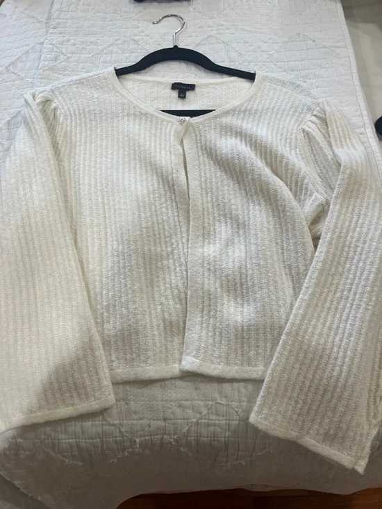 Talbots Cream Ribbed Single-Button Cardigan - Picture 1 of 1